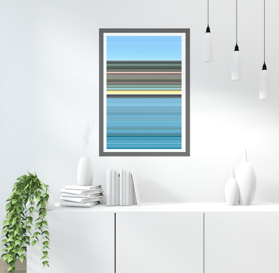 Abstract lines fine art print by Samira Malik displayed on a white wall