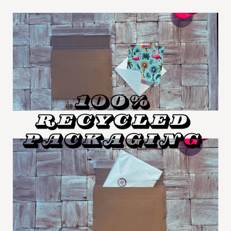 Flowery houses in bloom greeting card with hand embossed envelope. Colourful, FSC certified with printed sunflowers inside. Blank for your message