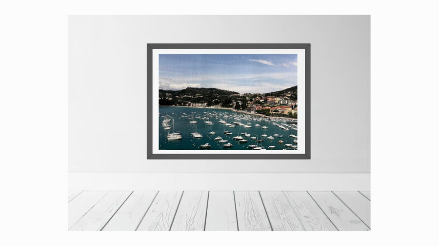Lerici, Italian harbour and pastel architecture. Fine art wall giclée print