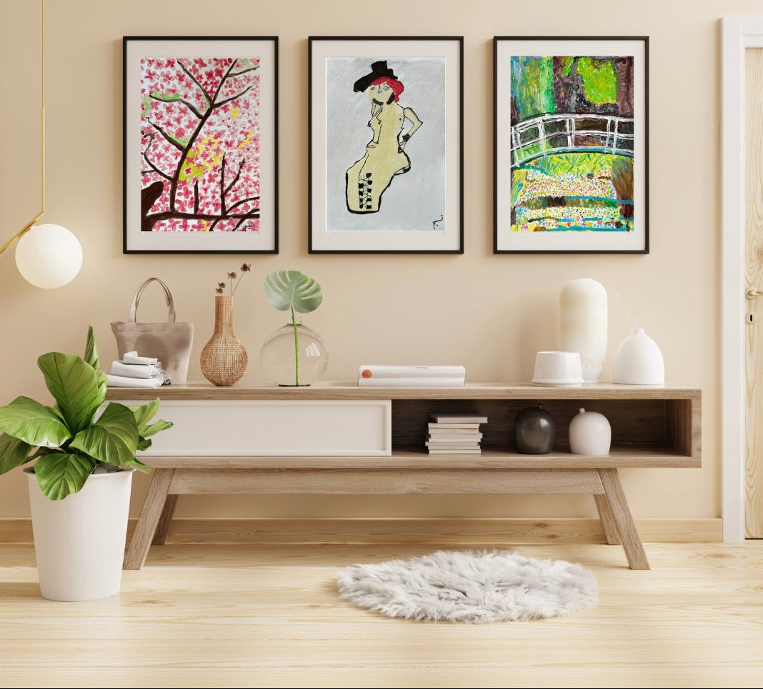 Woman in a cream dress, fine art giclée print