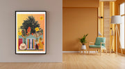 Orange collage giclée wall decor. Available in multiple sizes