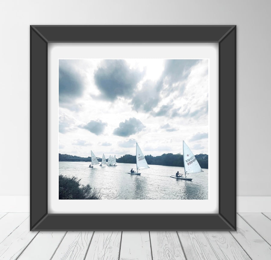 Sailing on the River Thames in cloudy London fine art giclée decor