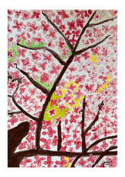 Pink blossom flowers fine art giclée print. Multiple sizes available