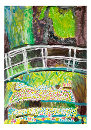 Monet reimagined Japanese bridge green wall decor