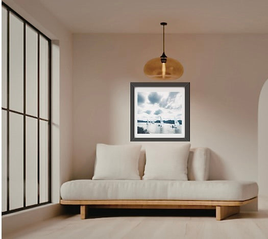 Sailing on the River Thames in cloudy London fine art giclée decor