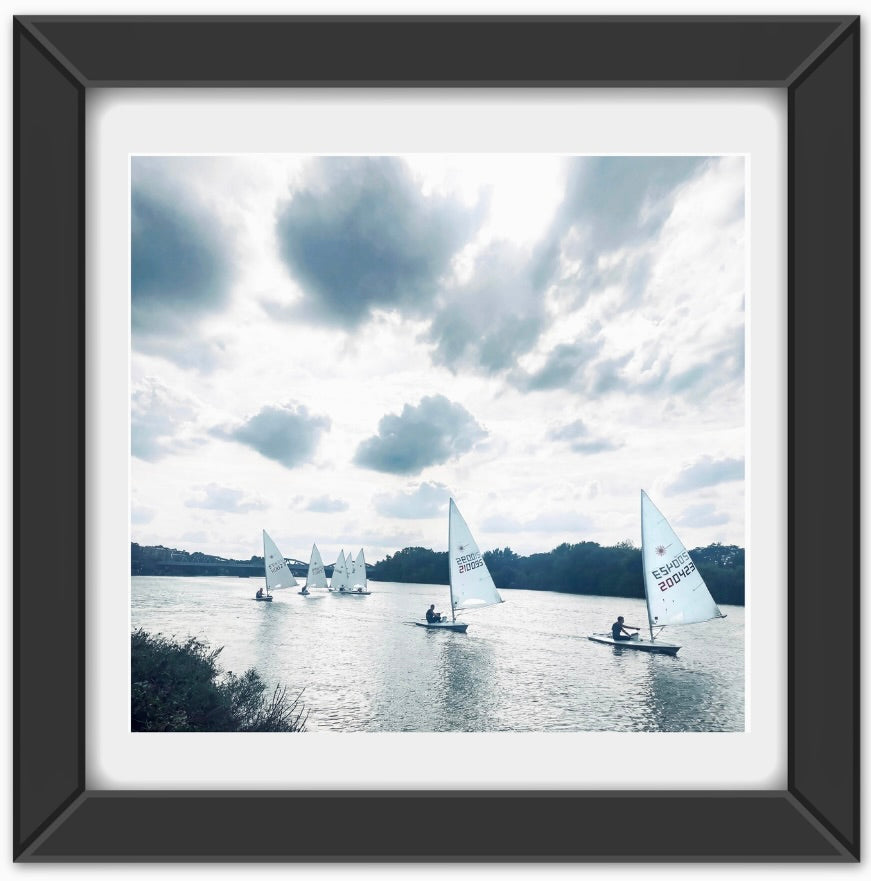 Sailing on the River Thames in cloudy London fine art giclée decor