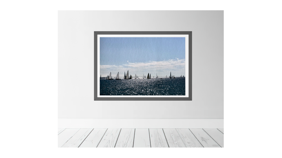 Cannes sailing boat regatta in a sparkling mediterranean sea fine art giclée print