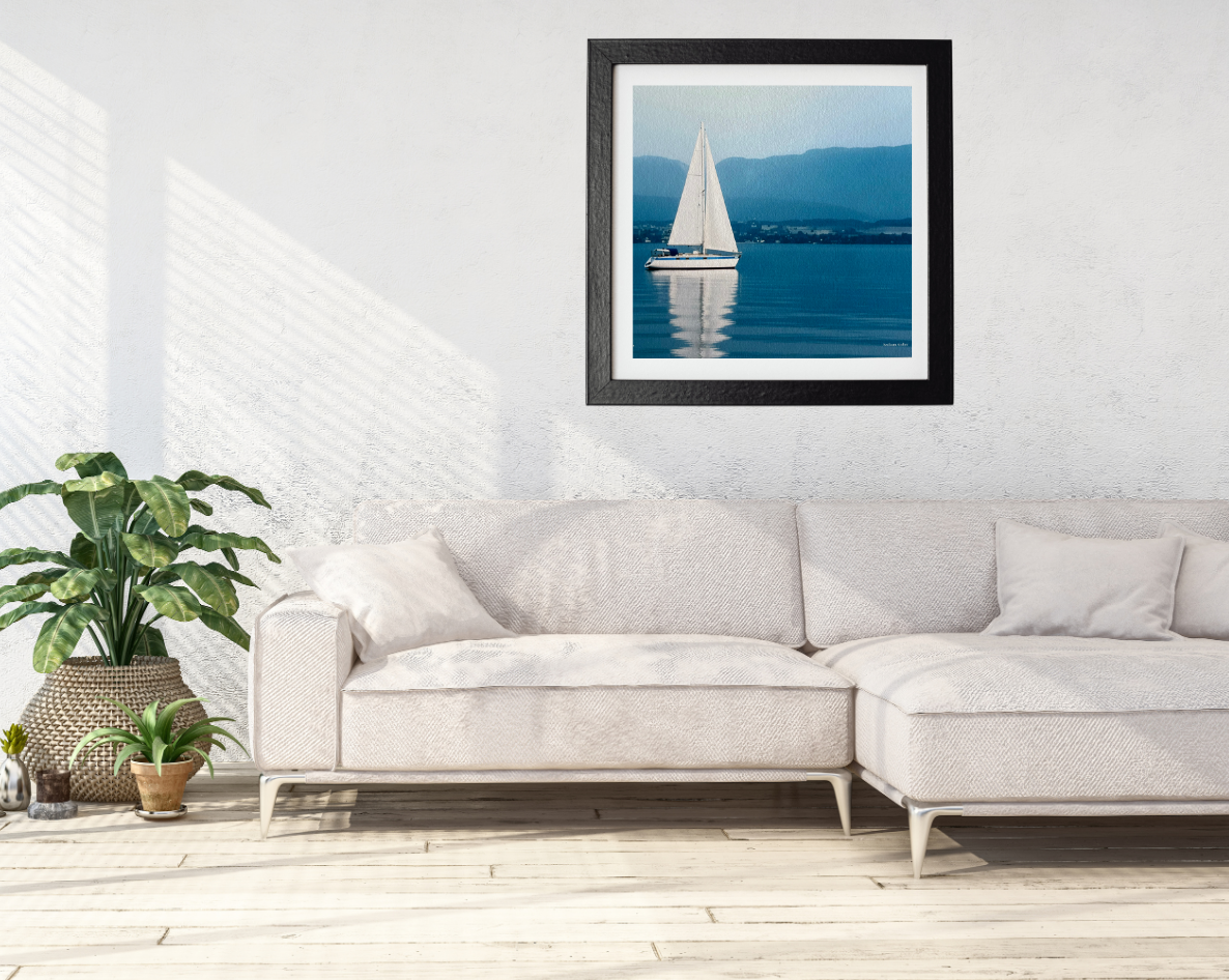 Blue sky sailing, Lake Geneva -square
