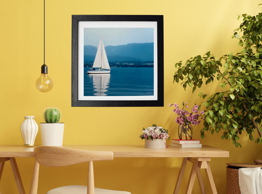 Blue sky sailing, Lake Geneva -square