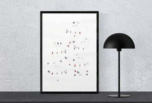 Skiers and snow covered mountains giclée wall decor. Multiple sizes available