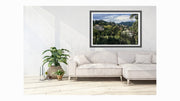 Rapallo, hillside villas and tropical palms in Italian Riviera. Fine art wall giclée print