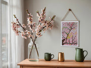 Pink blossom flowers fine art giclée print. Multiple sizes available