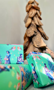 Retro Christmas luxe wrapping paper & gift tag set