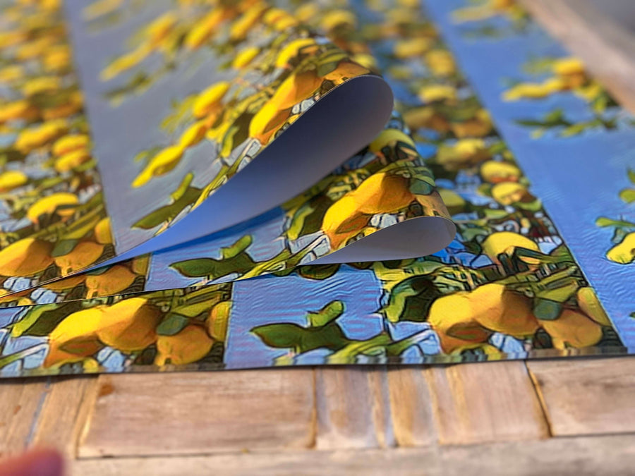 Amalfi lemons wrapping paper. Italian mediterranean summer design 120gsm, 500mm x 700mm