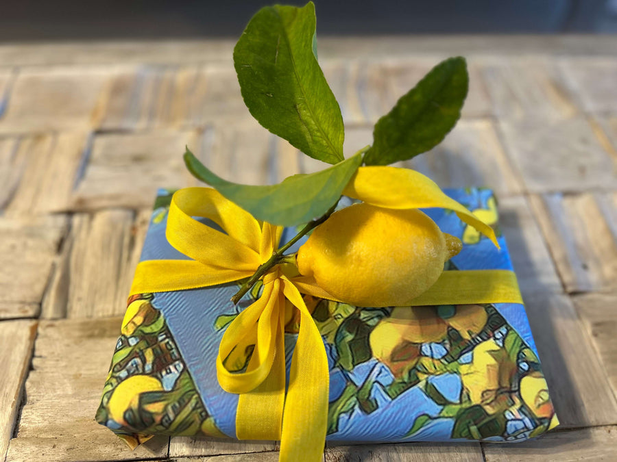 Amalfi lemons wrapping paper. Italian mediterranean summer design 120gsm, 500mm x 700mm