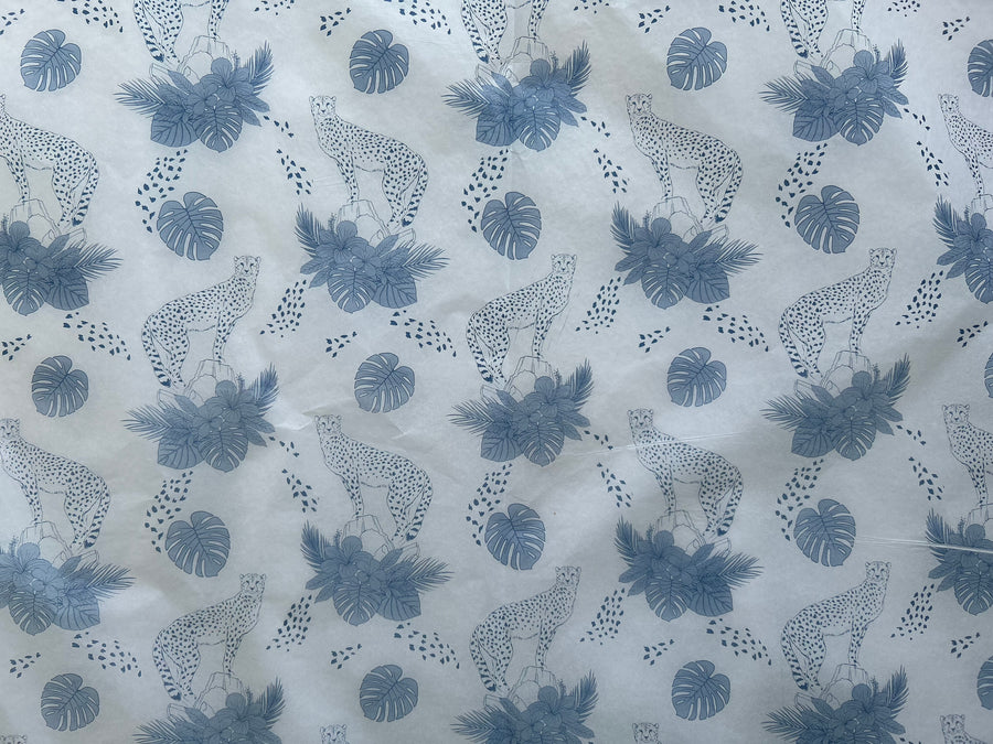 Cheetah and tropical leaf gift tissue paper I five sheets I 500mm x 750mm