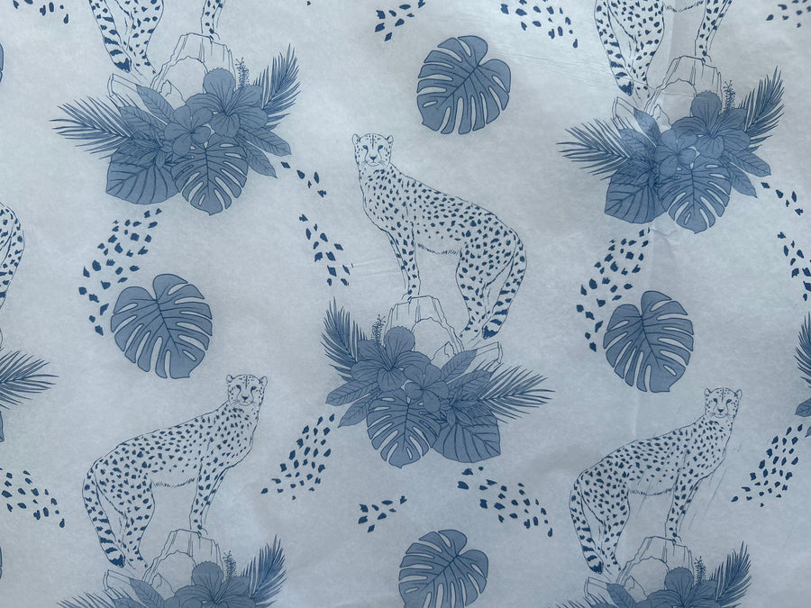 Cheetah and tropical leaf gift tissue paper I five sheets I 500mm x 750mm