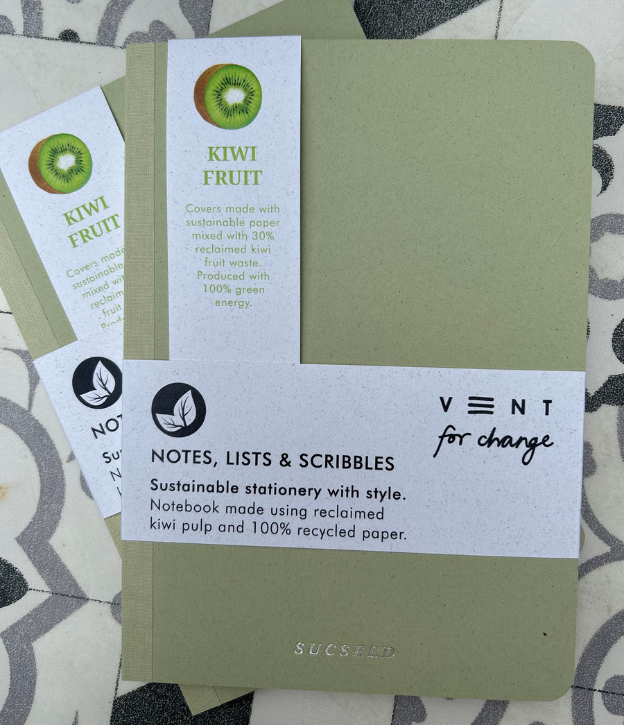 Reclaimed kiwi, coffee beans, cherry or lavender (15cm x 21cm) notebooks
