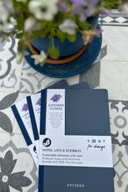 Reclaimed kiwi, coffee beans, cherry or lavender (15cm x 21cm) notebooks
