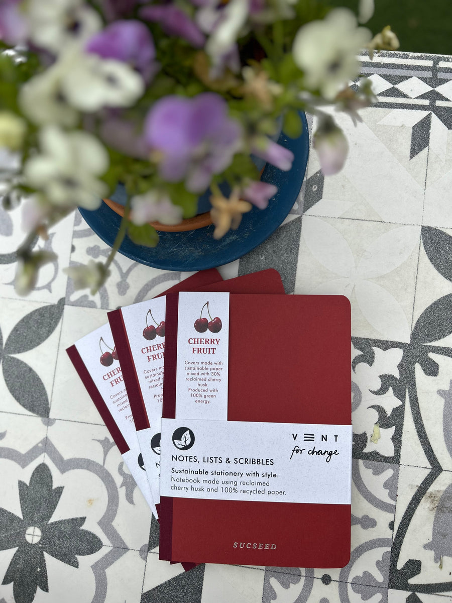 Reclaimed kiwi, coffee beans, cherry or lavender (15cm x 21cm) notebooks