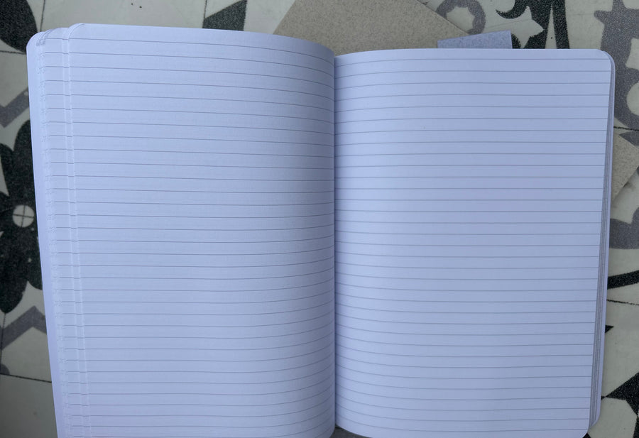 Reclaimed cotton  15cm x 21cm notebook – sustainable lined journal.