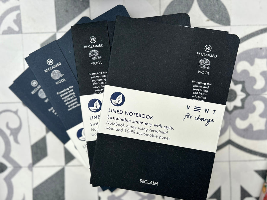 Reclaimed wool 15cm x 21cm notebook – sustainable lined journal