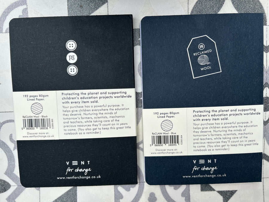 Reclaimed wool 15cm x 21cm notebook – sustainable lined journal