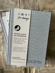 Recycled ocean plastic notebooks 15cm x 21 cm – sustainable hardback journal
