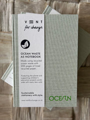 Recycled ocean plastic notebooks 15cm x 21 cm – sustainable hardback journal