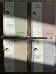 Recycled ocean plastic notebooks 15cm x 21 cm – sustainable hardback journal