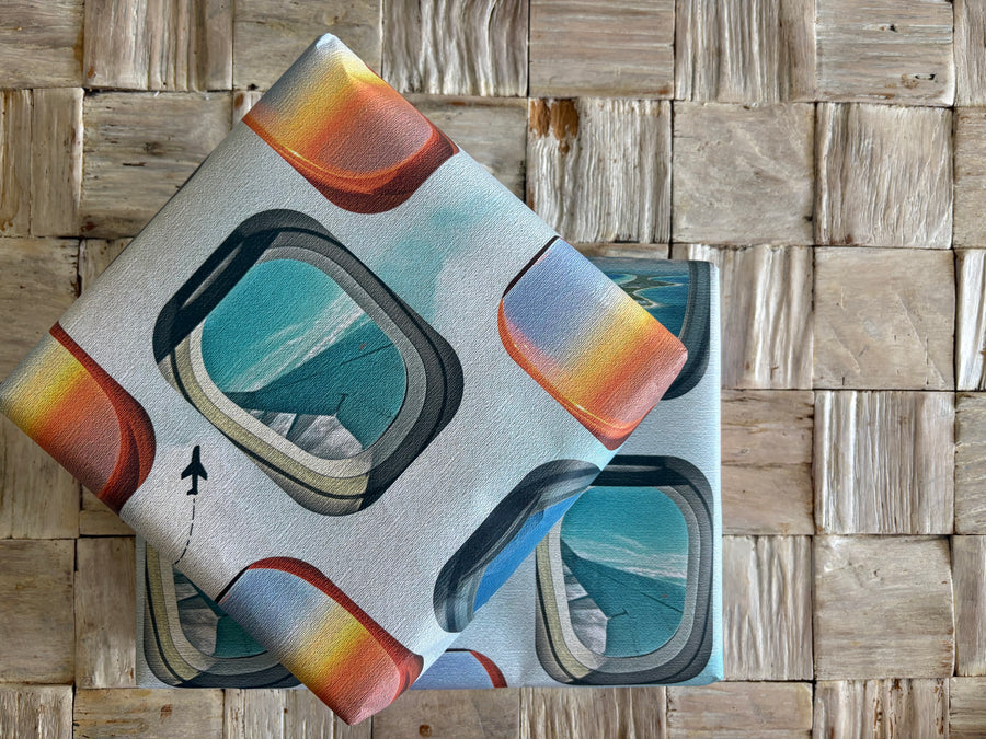 Airplane windows wrapping paper. FSC certified, uncoated 120gsm, 500mm x 700mm