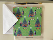 Retro Christmas card with robins. Eco-friendly with hand embossed envelope