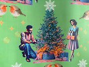 Retro Christmas luxe wrapping paper & gift tag set