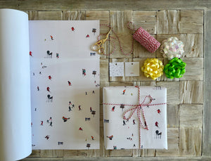 Alpine ski scene luxe wrapping paper & gift tag set