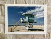 Blue and teal coastal wall decor. Deauville beach, France