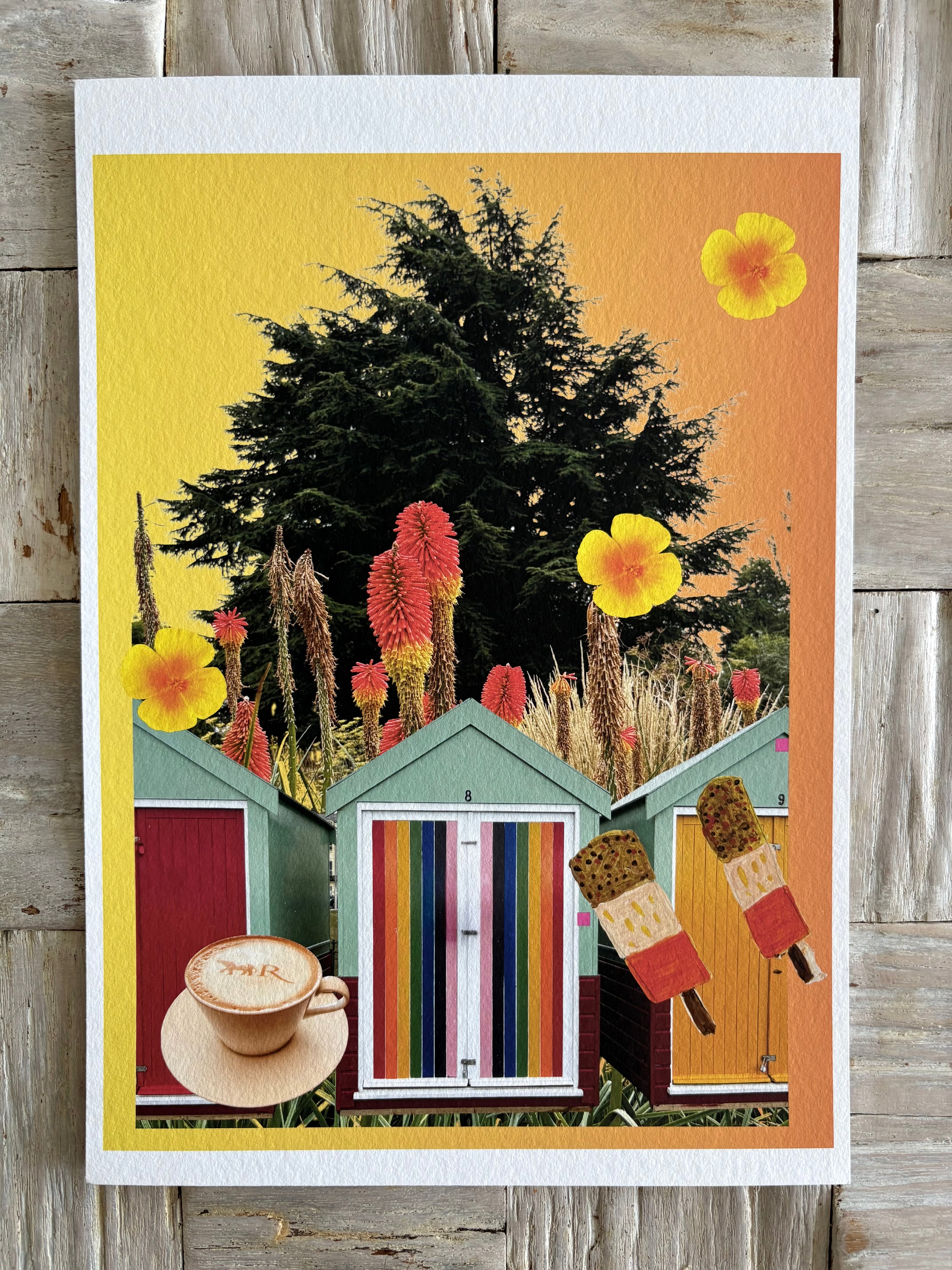 Orange collage giclée wall decor. Available in multiple sizes