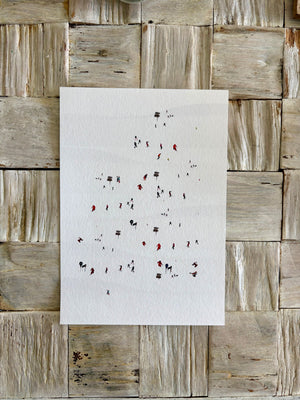 Skiers and snow covered mountains giclée wall decor. Multiple sizes available