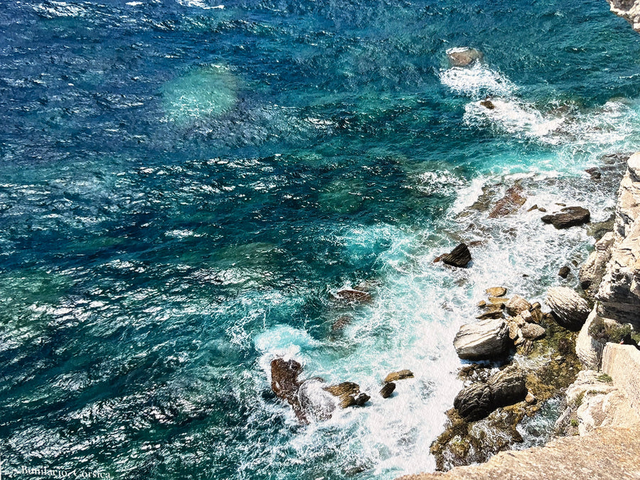 Bonifacio Corsica coastal cliff giclée prints, turquoise sea photography set of 2