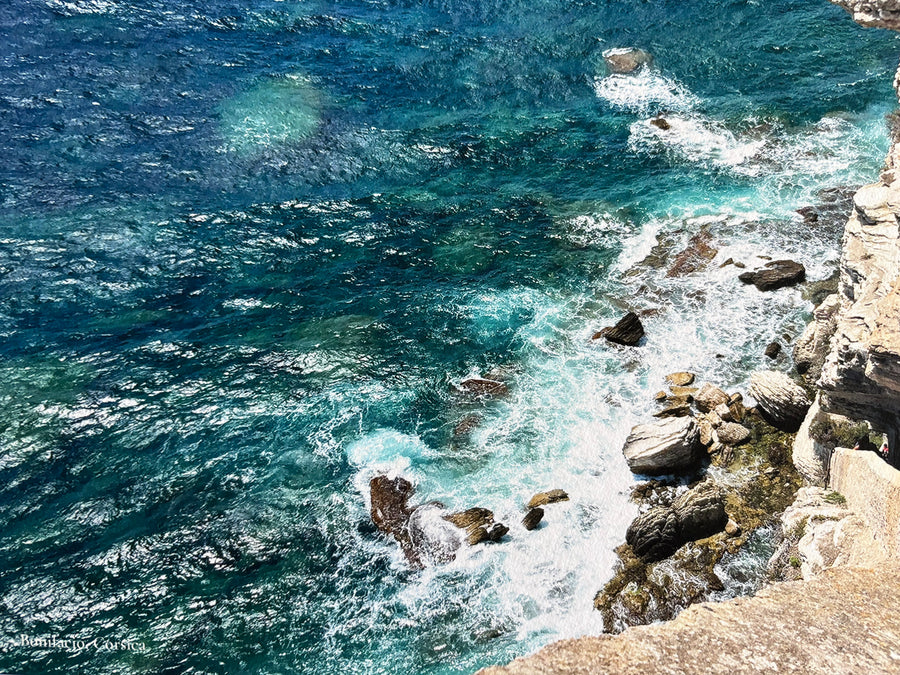 Bonifacio Corsica coastal cliff giclée prints, turquoise sea photography set of 2