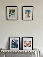 One more ride before the day begins – minimalist bicycle wall art print. Blue giclée fine art