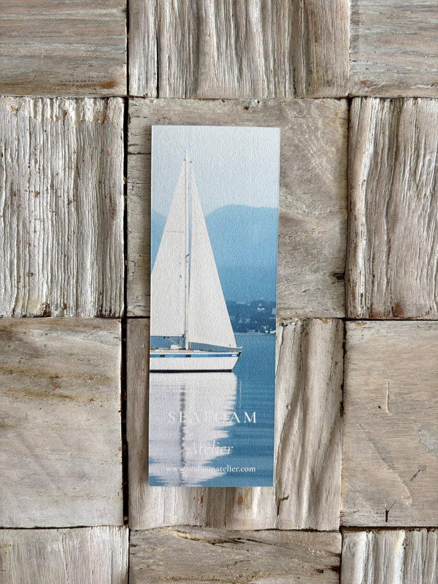 Sea & Citrus double-sided fine art bookmark. Printed on textured laid cardstock