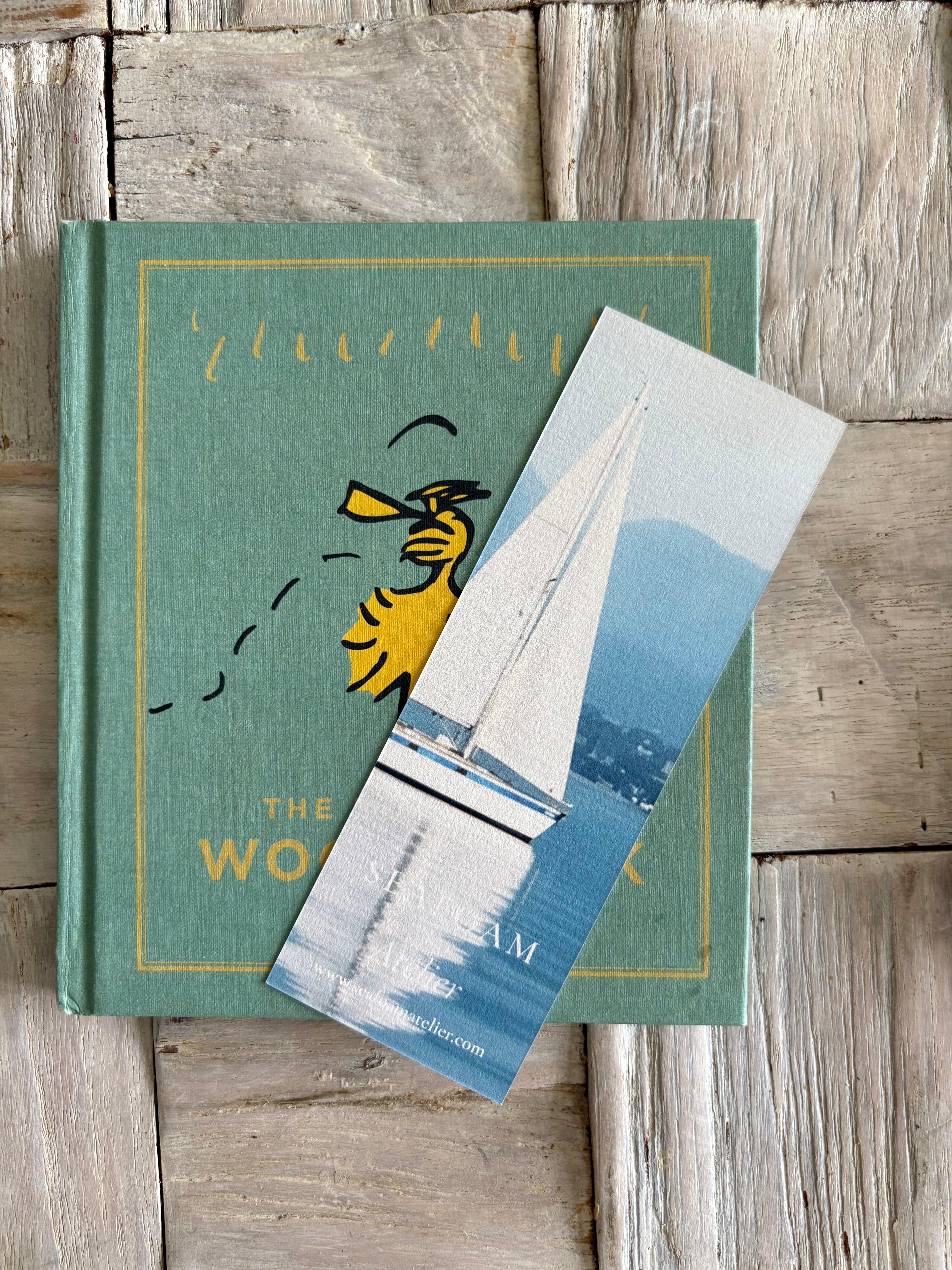 Sea & Citrus double-sided fine art bookmark. Printed on textured laid cardstock