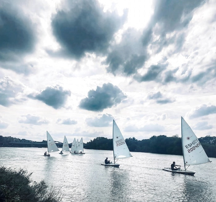 Sailing on the River Thames in Cloudy London. Limited Edition of 50 Prints