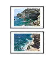 Bonifacio Corsica coastal cliff giclée prints, turquoise sea photography set of 2